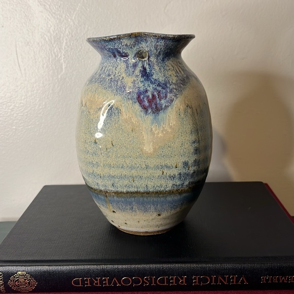 Handmade Studio Art Pottery Hanging Planter Wall Pocket Stoneware Vase Stamped - Picture 5 of 8